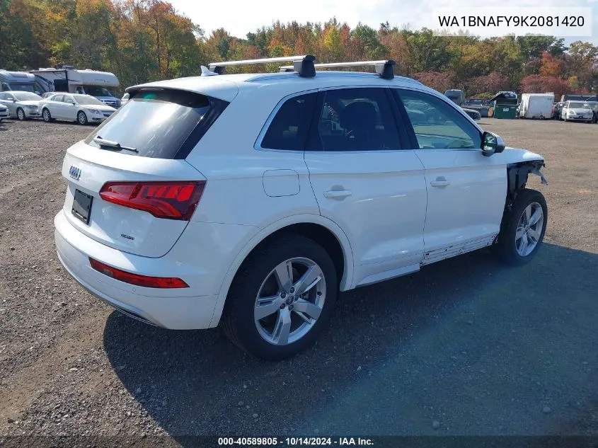 2019 Audi Q5 45 Premium VIN: WA1BNAFY9K2081420 Lot: 40589805