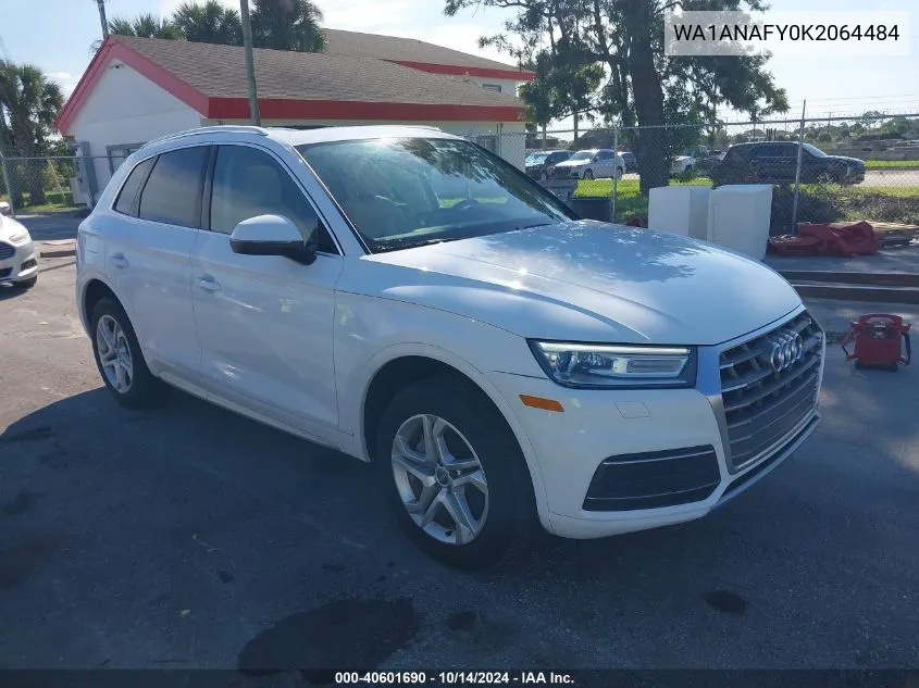 2019 Audi Q5 45 Premium VIN: WA1ANAFY0K2064484 Lot: 40601690