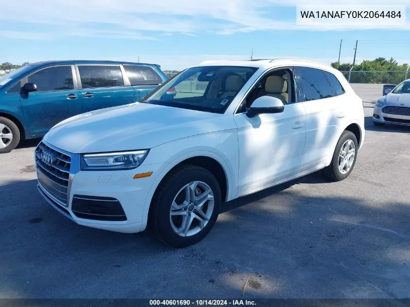 2019 Audi Q5 45 Premium VIN: WA1ANAFY0K2064484 Lot: 40601690