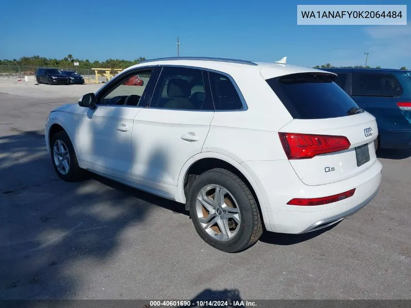 2019 Audi Q5 45 Premium VIN: WA1ANAFY0K2064484 Lot: 40601690