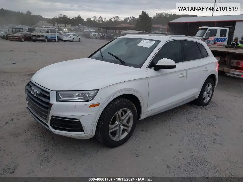 2019 Audi Q5 45 Premium VIN: WA1ANAFY4K2101519 Lot: 40601787