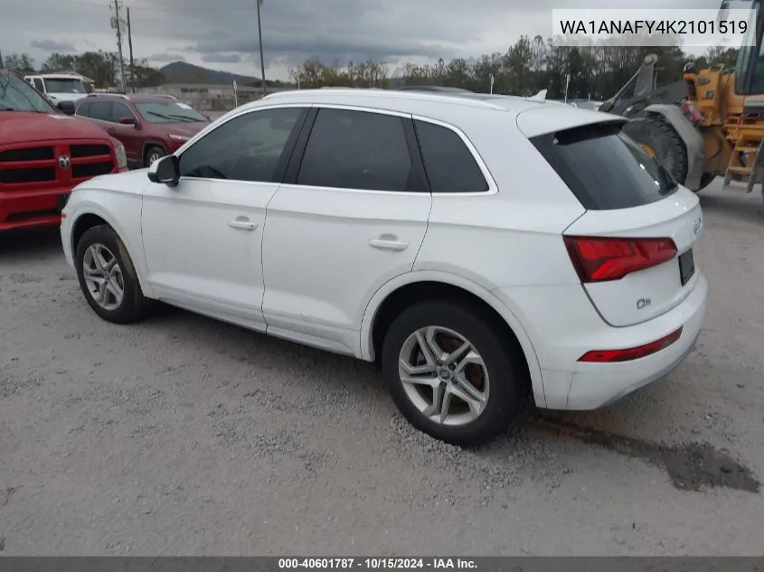 2019 Audi Q5 45 Premium VIN: WA1ANAFY4K2101519 Lot: 40601787