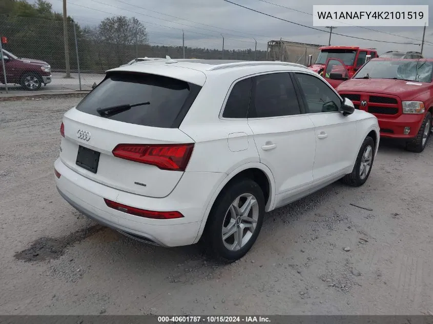 2019 Audi Q5 45 Premium VIN: WA1ANAFY4K2101519 Lot: 40601787