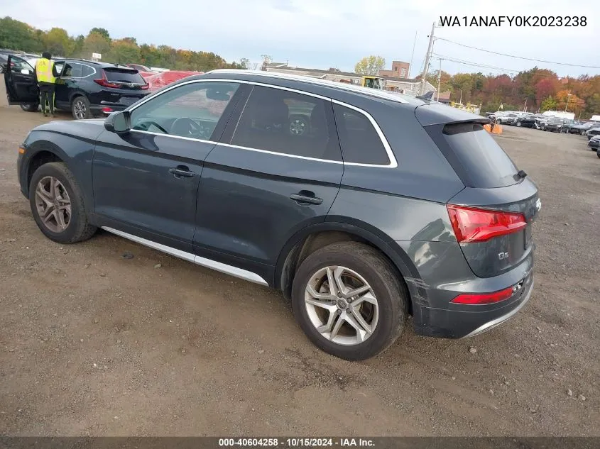 2019 Audi Q5 45 Premium VIN: WA1ANAFY0K2023238 Lot: 40604258