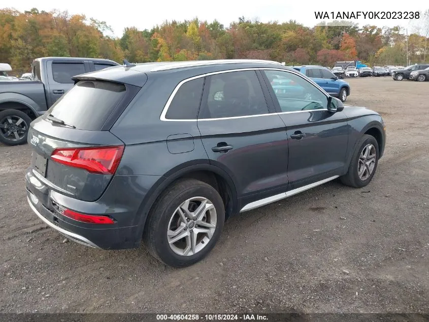 2019 Audi Q5 45 Premium VIN: WA1ANAFY0K2023238 Lot: 40604258