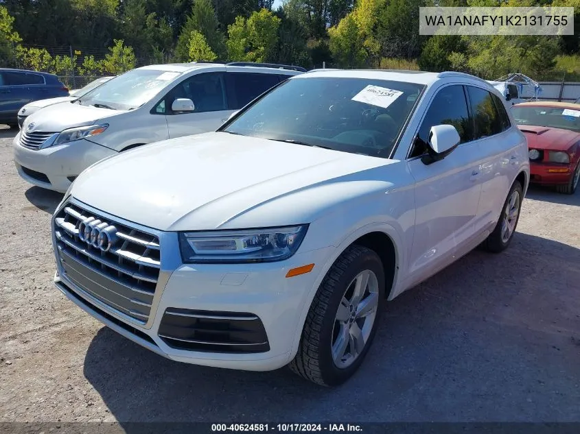 2019 Audi Q5 45 Premium VIN: WA1ANAFY1K2131755 Lot: 40624581