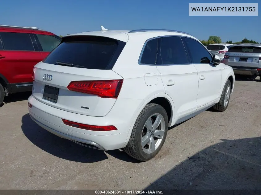 2019 Audi Q5 45 Premium VIN: WA1ANAFY1K2131755 Lot: 40624581