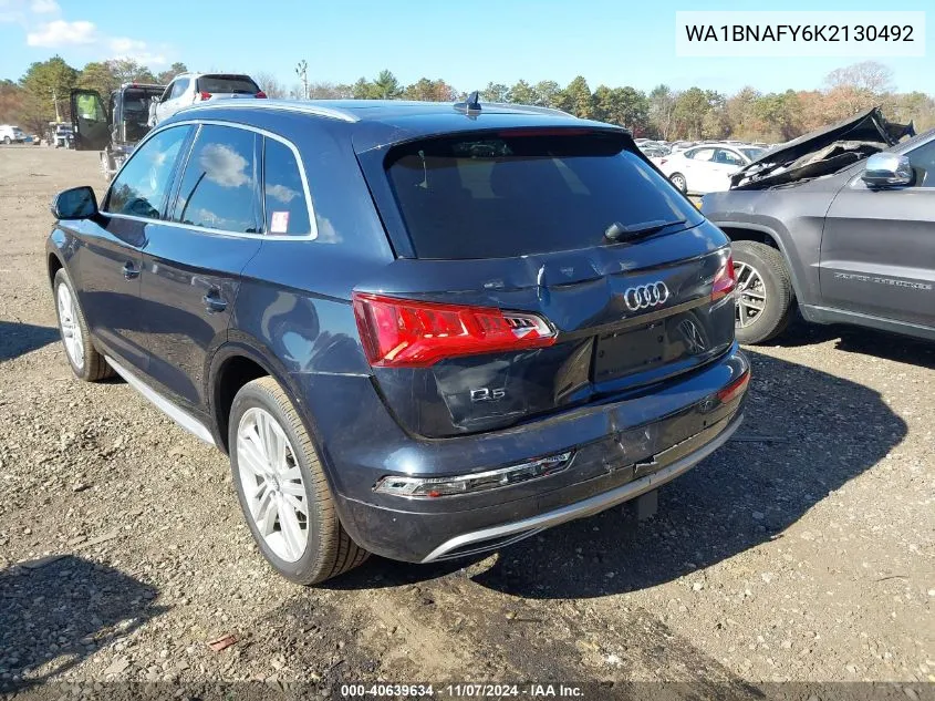 2019 Audi Q5 45 Premium VIN: WA1BNAFY6K2130492 Lot: 40639634