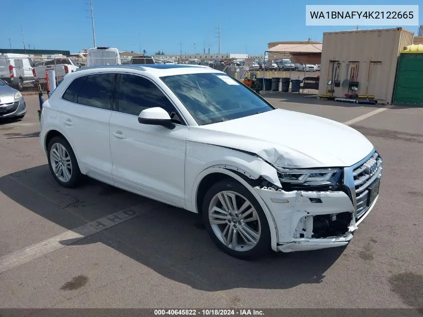 2019 Audi Q5 45 Premium VIN: WA1BNAFY4K2122665 Lot: 40645822