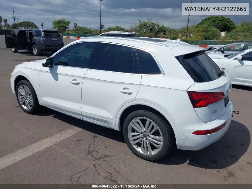 2019 Audi Q5 45 Premium VIN: WA1BNAFY4K2122665 Lot: 40645822