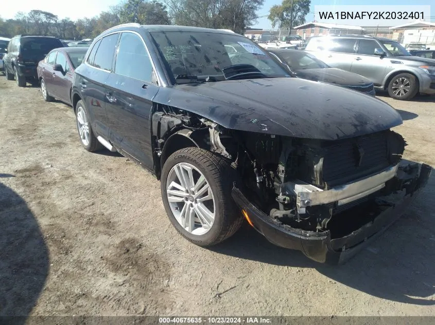 2019 Audi Q5 45 Premium VIN: WA1BNAFY2K2032401 Lot: 40675635