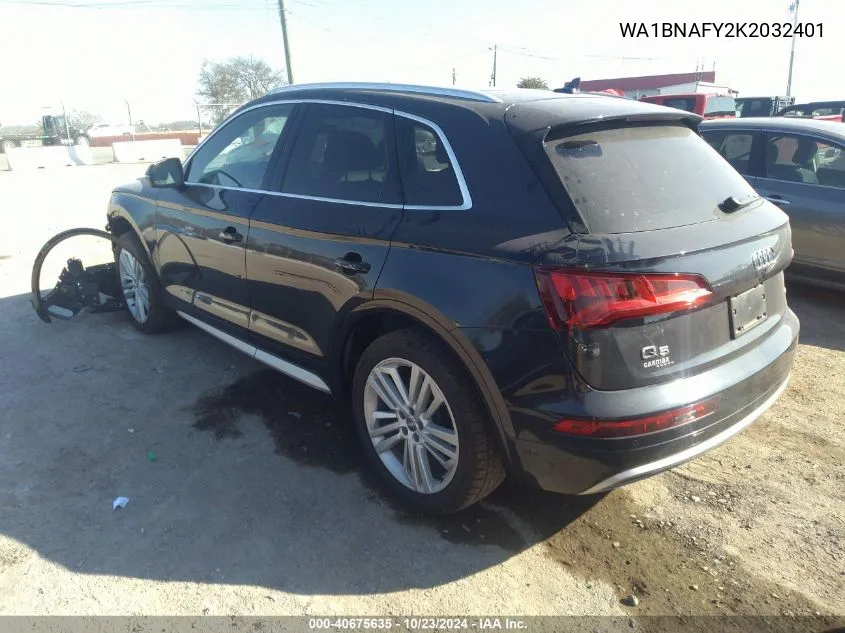 2019 Audi Q5 45 Premium VIN: WA1BNAFY2K2032401 Lot: 40675635