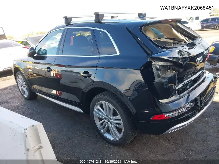 2019 Audi Q5 45 Premium VIN: WA1BNAFYXK2068451 Lot: 40741218