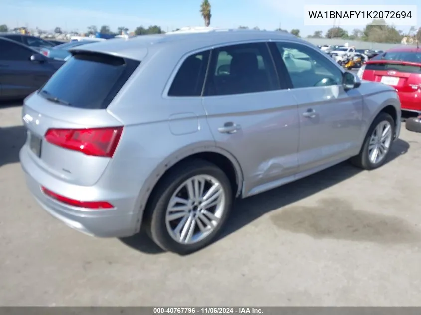 2019 Audi Q5 45 Premium VIN: WA1BNAFY1K2072694 Lot: 40767796