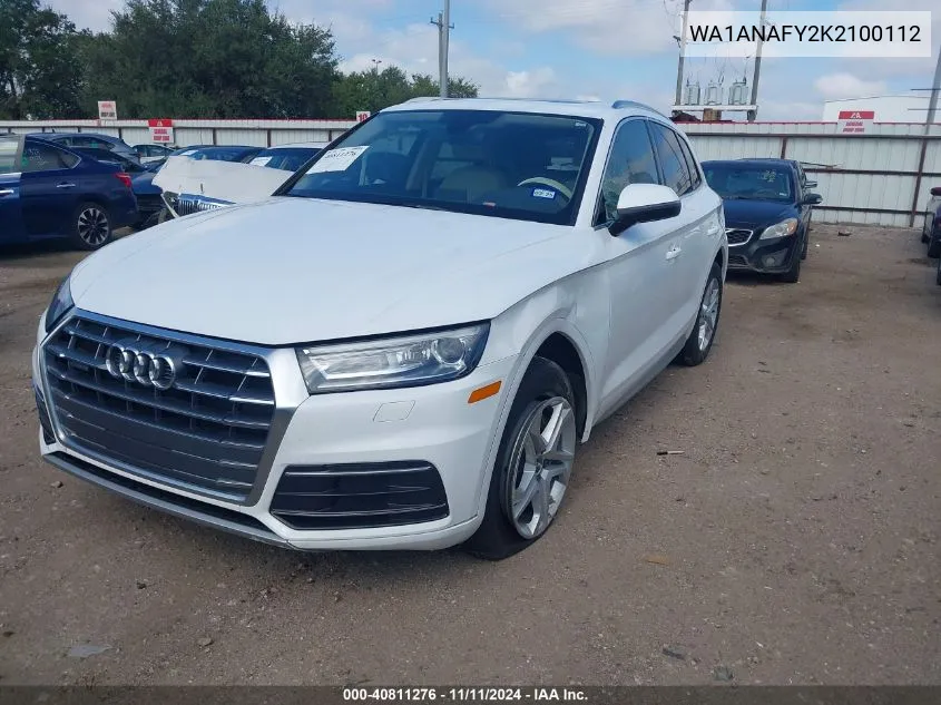 2019 Audi Q5 Premium VIN: WA1ANAFY2K2100112 Lot: 40811276