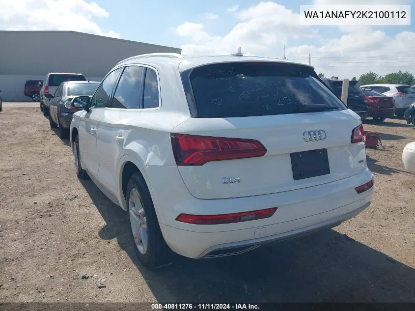 2019 Audi Q5 Premium VIN: WA1ANAFY2K2100112 Lot: 40811276