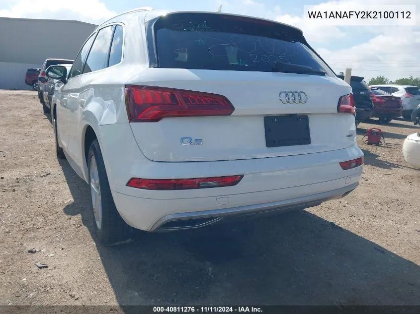 2019 Audi Q5 Premium VIN: WA1ANAFY2K2100112 Lot: 40811276