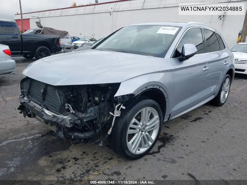 2019 Audi Q5 45 Premium VIN: WA1CNAFYXK2034885 Lot: 40861345