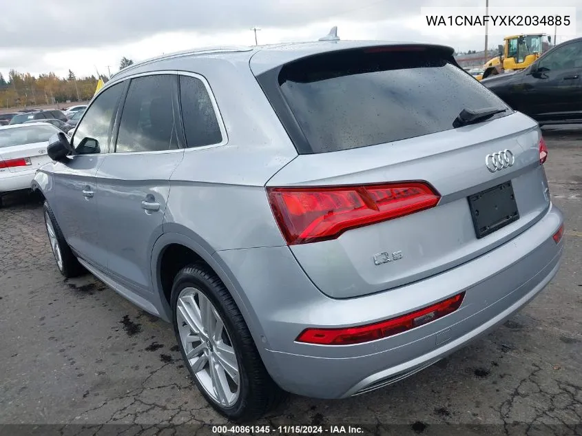 2019 Audi Q5 45 Premium VIN: WA1CNAFYXK2034885 Lot: 40861345