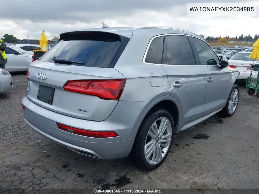 2019 Audi Q5 45 Premium VIN: WA1CNAFYXK2034885 Lot: 40861345