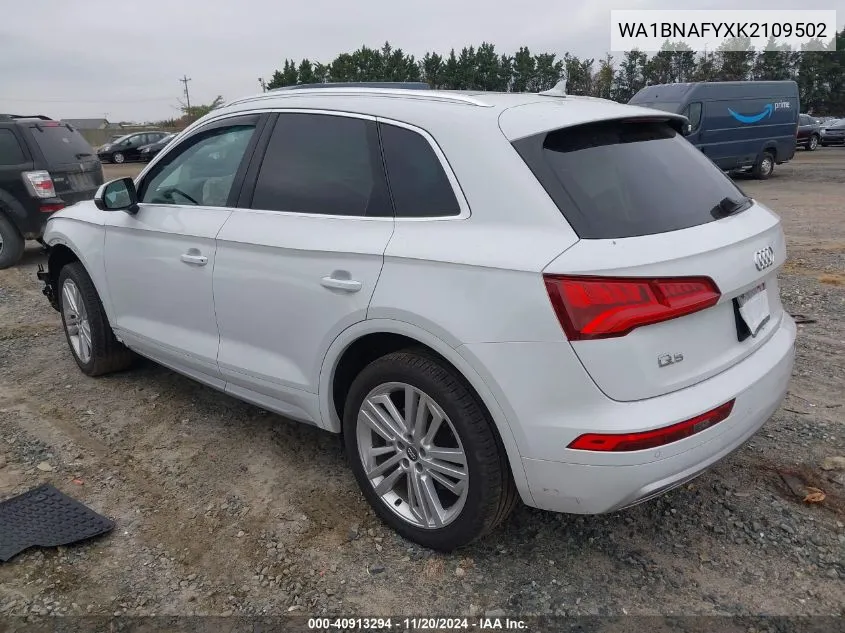 2019 Audi Q5 45 Premium VIN: WA1BNAFYXK2109502 Lot: 40913294