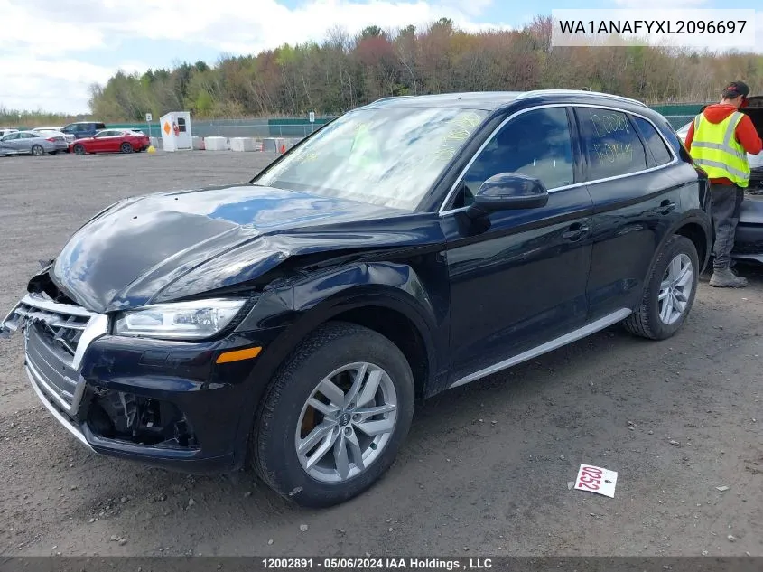 2020 Audi Q5 VIN: WA1ANAFYXL2096697 Lot: 12002891