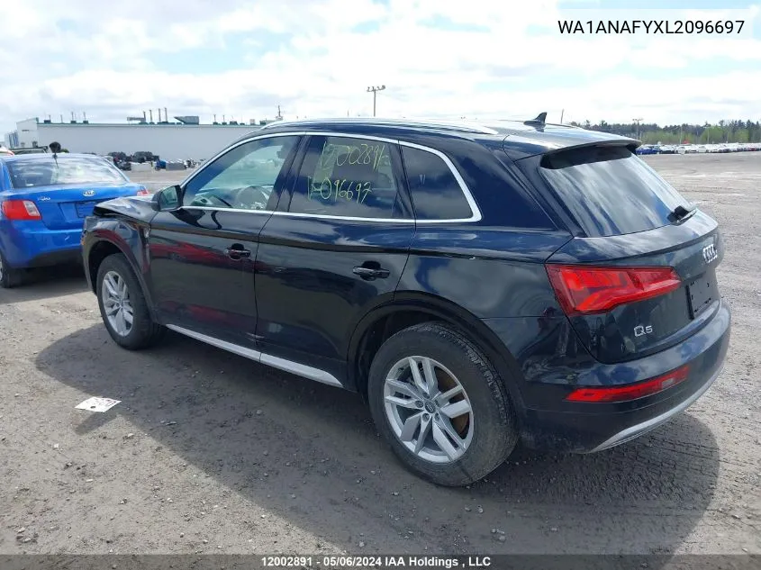 2020 Audi Q5 VIN: WA1ANAFYXL2096697 Lot: 12002891