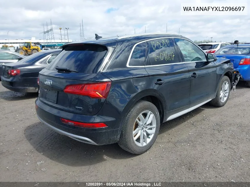 2020 Audi Q5 VIN: WA1ANAFYXL2096697 Lot: 12002891