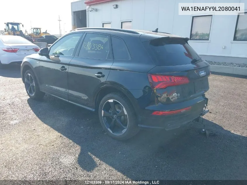 2020 Audi Q5 VIN: WA1ENAFY9L2080041 Lot: 12103386