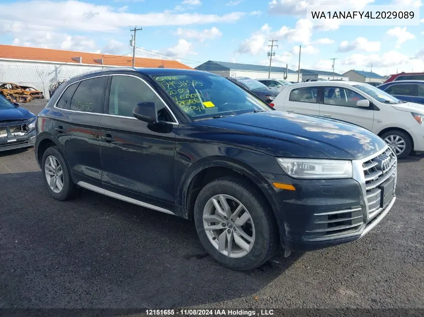 2020 Audi Q5 VIN: WA1ANAFY4L2029089 Lot: 12151655