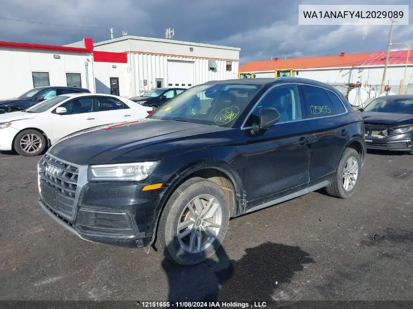 2020 Audi Q5 VIN: WA1ANAFY4L2029089 Lot: 12151655