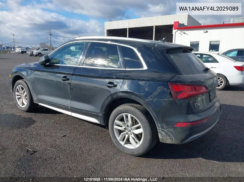 2020 Audi Q5 VIN: WA1ANAFY4L2029089 Lot: 12151655