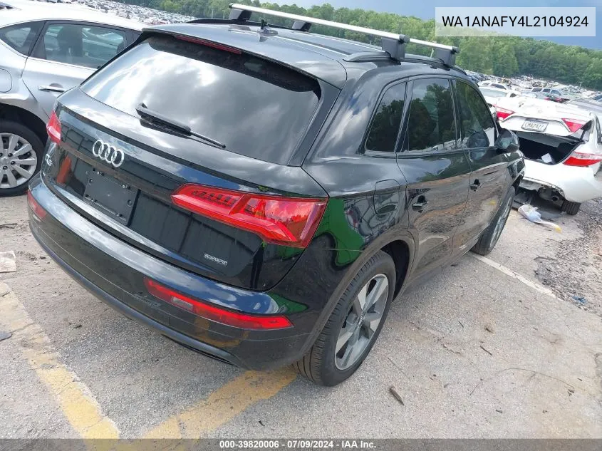 2020 Audi Q5 Premium 45 Tfsi Quattro S Tronic VIN: WA1ANAFY4L2104924 Lot: 39820006