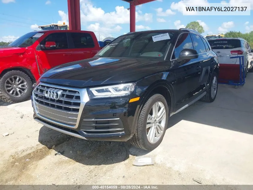 2020 Audi Q5 Premium Plus 45 Tfsi Quattro S Tronic VIN: WA1BNAFY6L2027137 Lot: 40154059