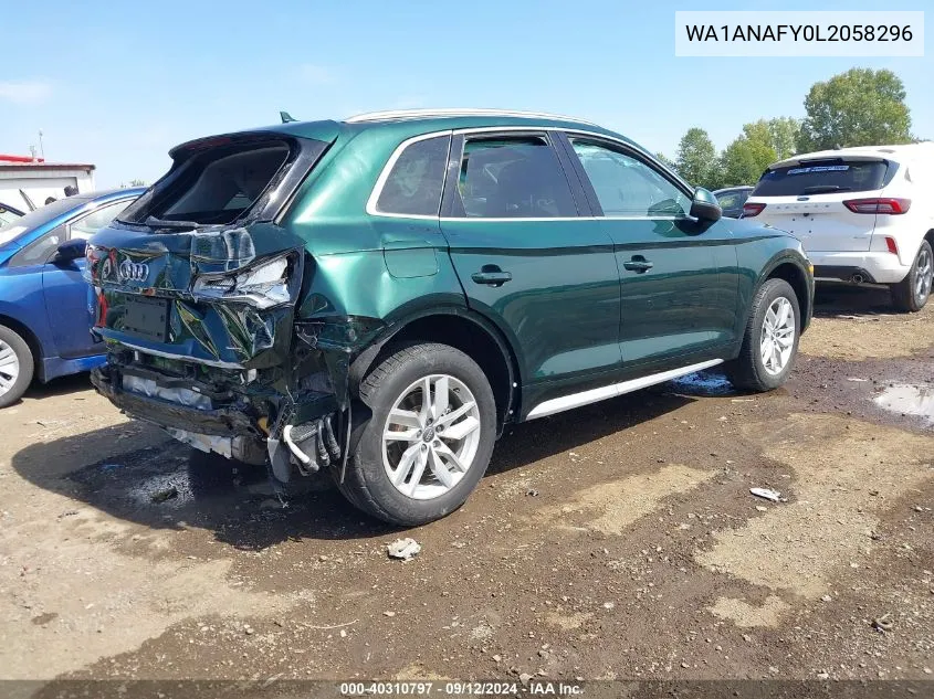 2020 Audi Q5 Premium 45 Tfsi Quattro S Tronic/Titanium Premium 45 Tfsi Quattro S Tronic VIN: WA1ANAFY0L2058296 Lot: 40310797