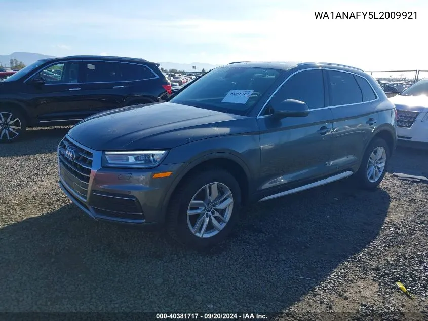 2020 Audi Q5 Premium 45 Tfsi Quattro S Tronic VIN: WA1ANAFY5L2009921 Lot: 40381717