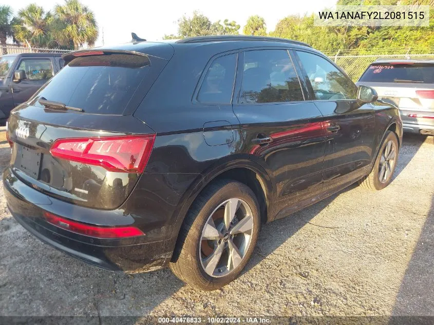 2020 Audi Q5 Premium 45 Tfsi Quattro S Tronic VIN: WA1ANAFY2L2081515 Lot: 40476833