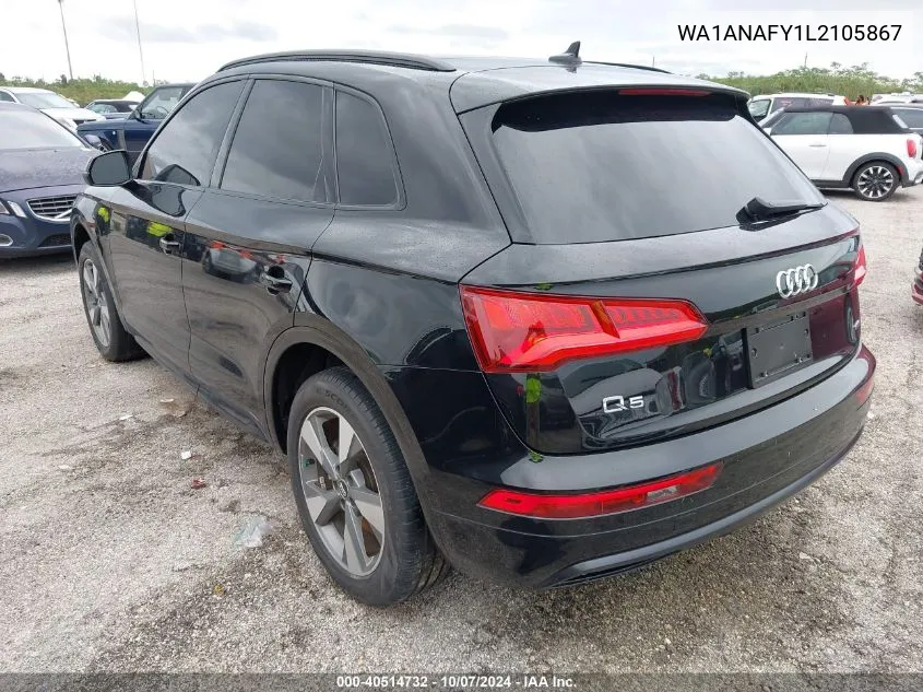 2020 Audi Q5 Premium 45 Tfsi Quattro S Tronic VIN: WA1ANAFY1L2105867 Lot: 40514732