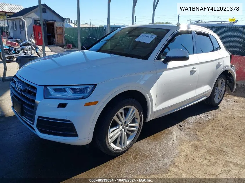 2020 Audi Q5 Premium Plus 45 Tfsi Quattro S Tronic VIN: WA1BNAFY4L2020378 Lot: 40539094