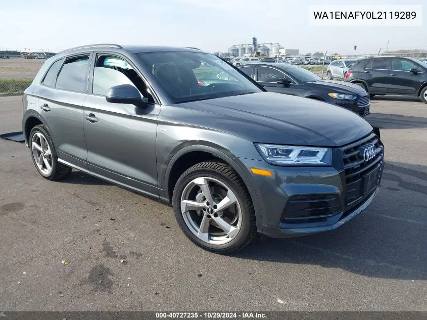 2020 Audi Q5 Titanium Premium Plus 45 Tfsi Quattro S Tronic VIN: WA1ENAFY0L2119289 Lot: 40727235