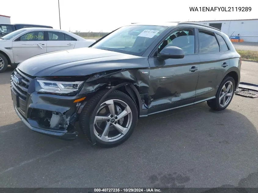 2020 Audi Q5 Titanium Premium Plus 45 Tfsi Quattro S Tronic VIN: WA1ENAFY0L2119289 Lot: 40727235