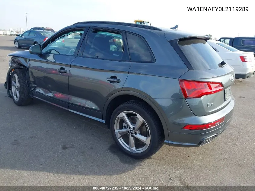 2020 Audi Q5 Titanium Premium Plus 45 Tfsi Quattro S Tronic VIN: WA1ENAFY0L2119289 Lot: 40727235