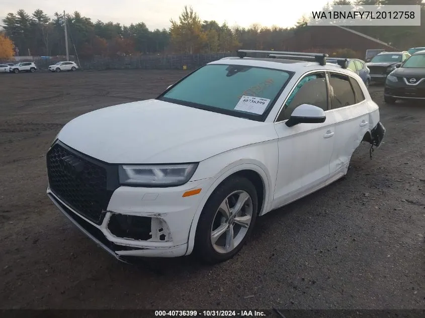 2020 Audi Q5 Premium Plus 45 Tfsi Quattro S Tronic VIN: WA1BNAFY7L2012758 Lot: 40736399