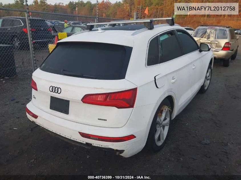 2020 Audi Q5 Premium Plus 45 Tfsi Quattro S Tronic VIN: WA1BNAFY7L2012758 Lot: 40736399