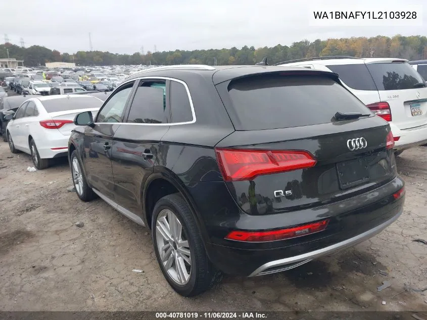 2020 Audi Q5 Premium Plus 45 Tfsi Quattro S Tronic VIN: WA1BNAFY1L2103928 Lot: 40781019