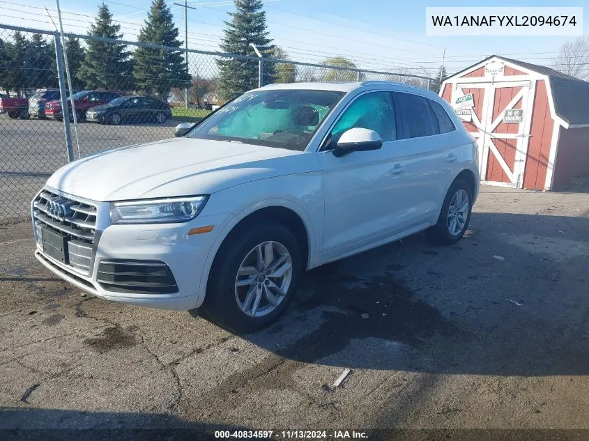 2020 Audi Q5 Premium 45 Tfsi Quattro S Tronic/Titanium Premium 45 Tfsi Quattro S Tronic VIN: WA1ANAFYXL2094674 Lot: 40834597