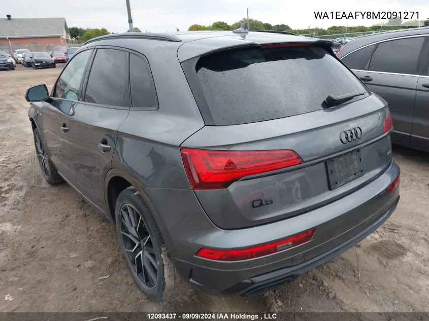 2021 Audi Q5 VIN: WA1EAAFY8M2091271 Lot: 12093437