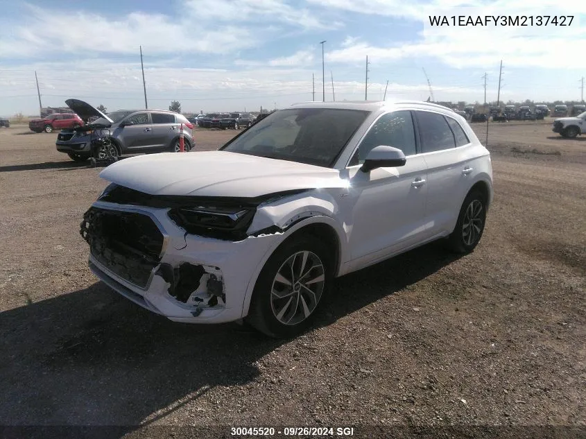 WA1EAAFY3M2137427 2021 Audi Q5 Progressiv