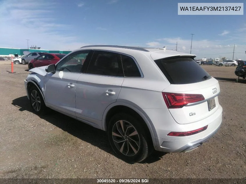 WA1EAAFY3M2137427 2021 Audi Q5 Progressiv