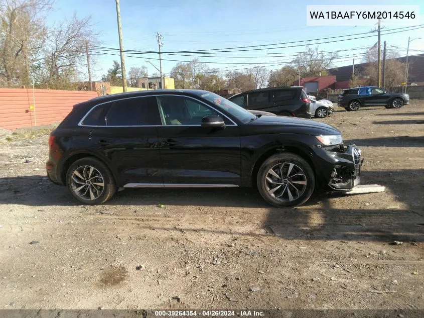 2021 Audi Q5 Premium Plus 45 Tfsi Quattro S Tronic VIN: WA1BAAFY6M2014546 Lot: 39264354